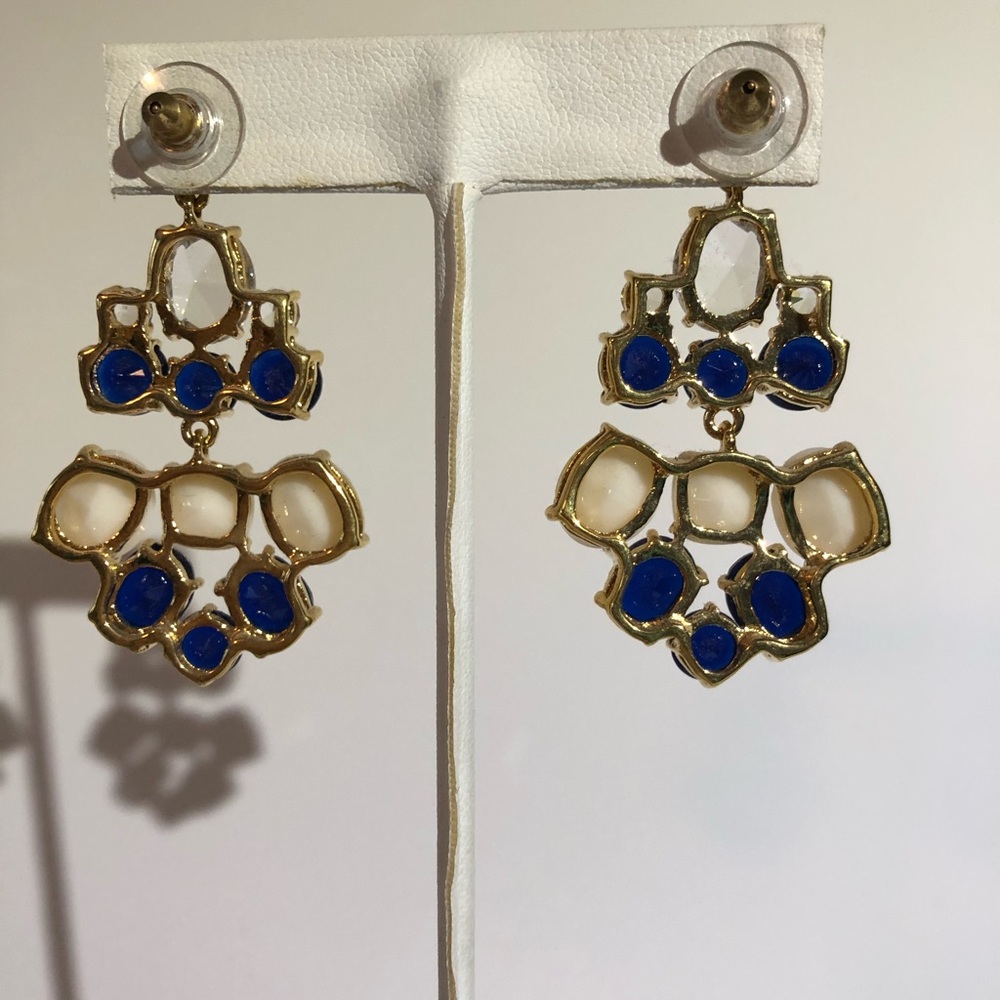 Navy & White Chandelier Earrings - Picture 4 of 4